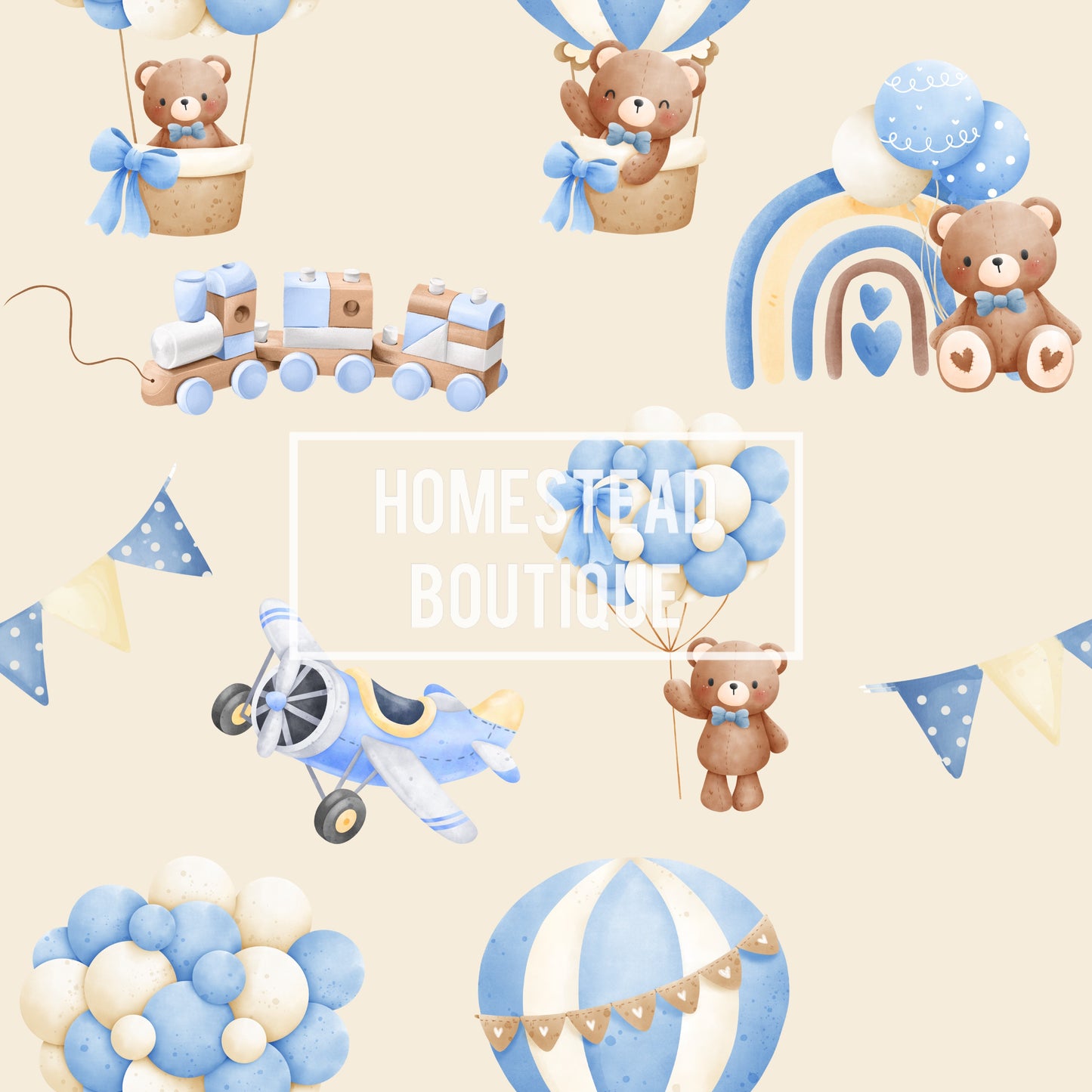 Baby boy bear seamless
