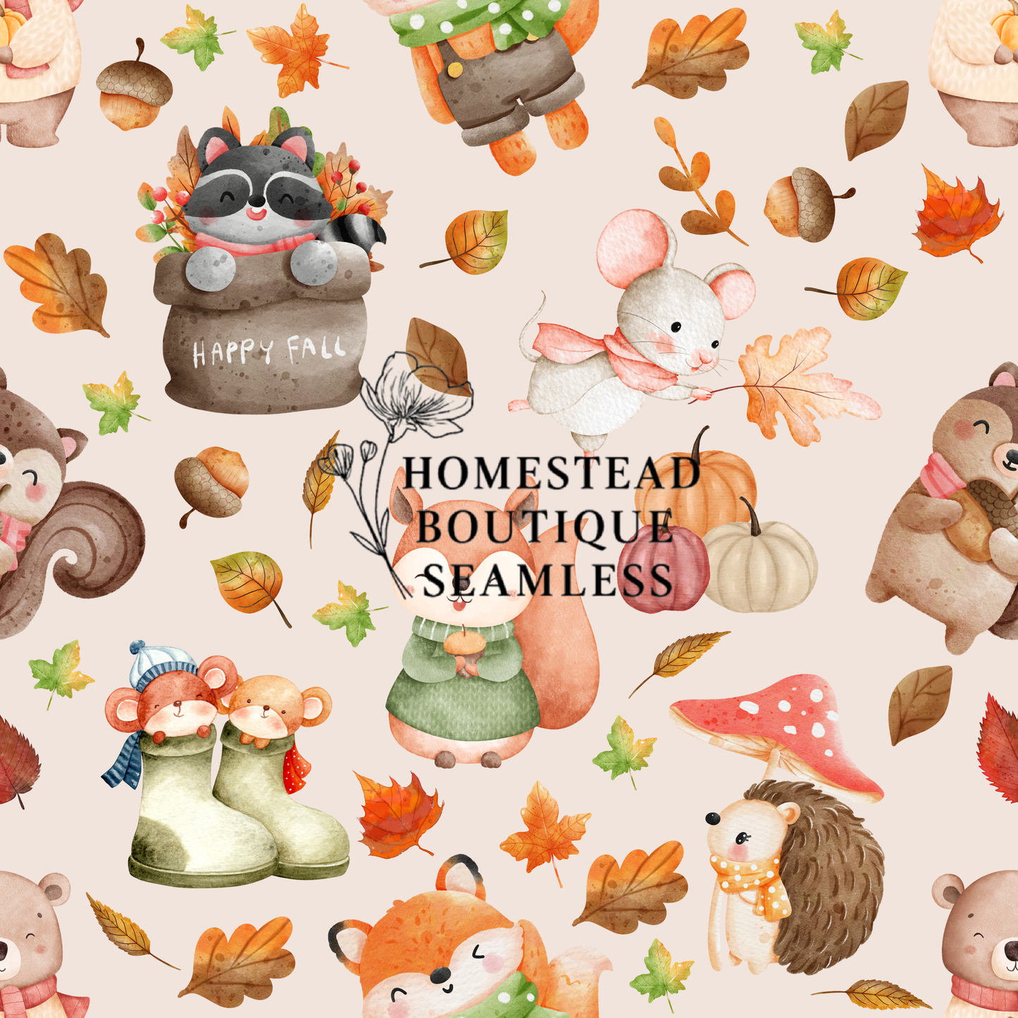 Fall animals seamless