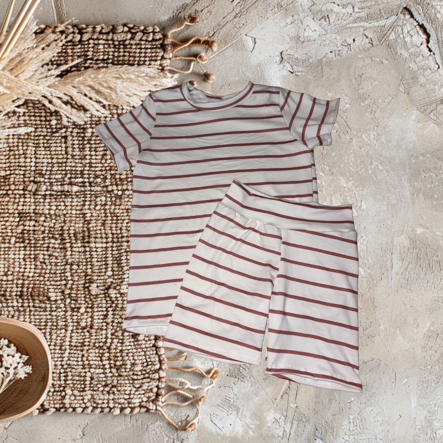 Stripe basic tee/biker set (6/7)