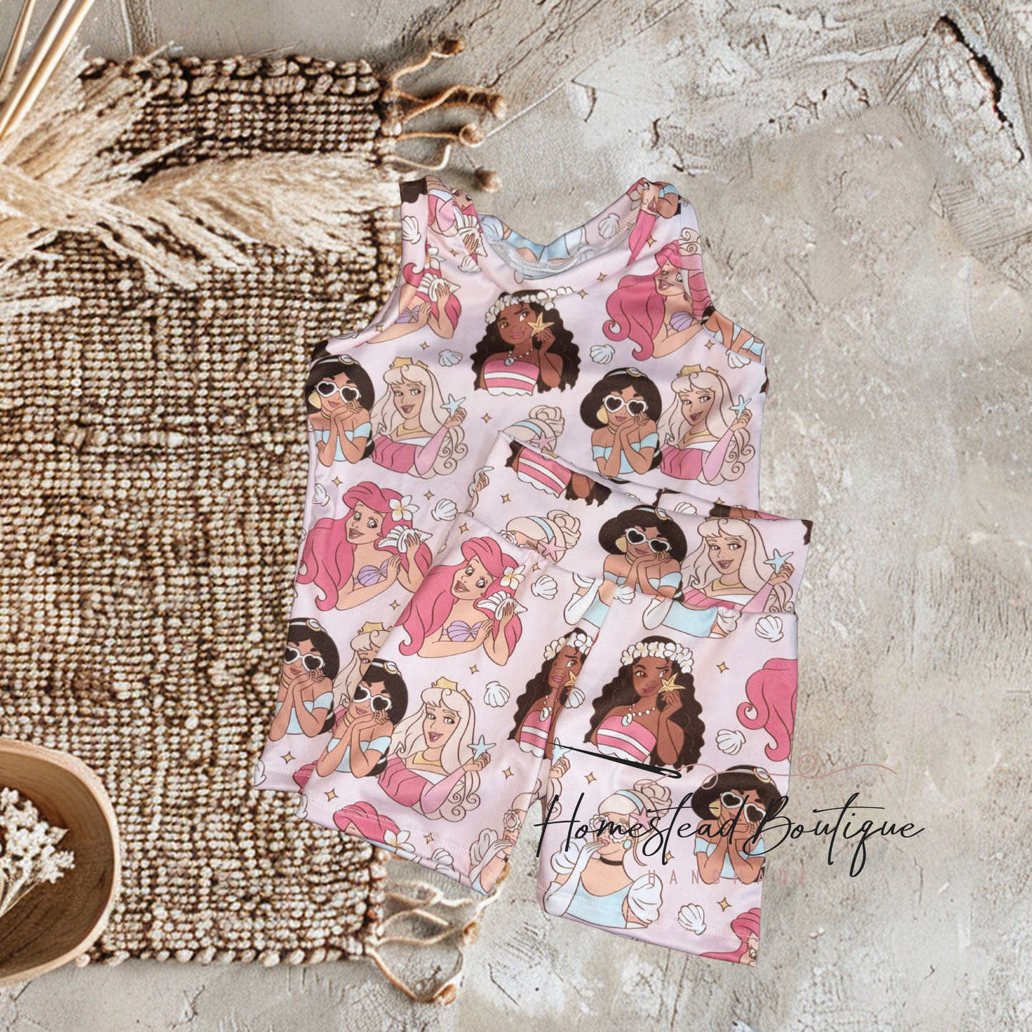 Princess tank/biker set (2t)