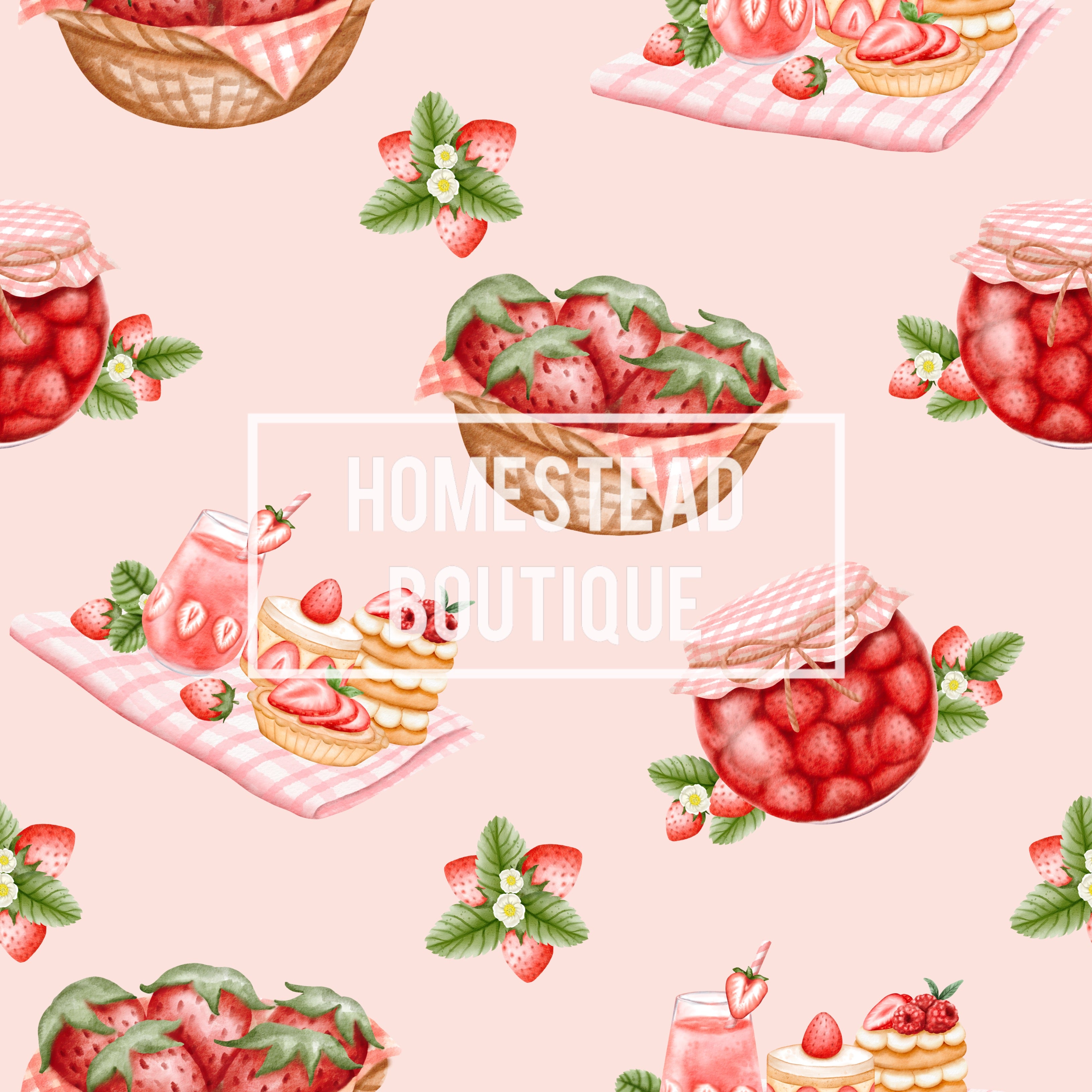 Strawberry picnic seamless file