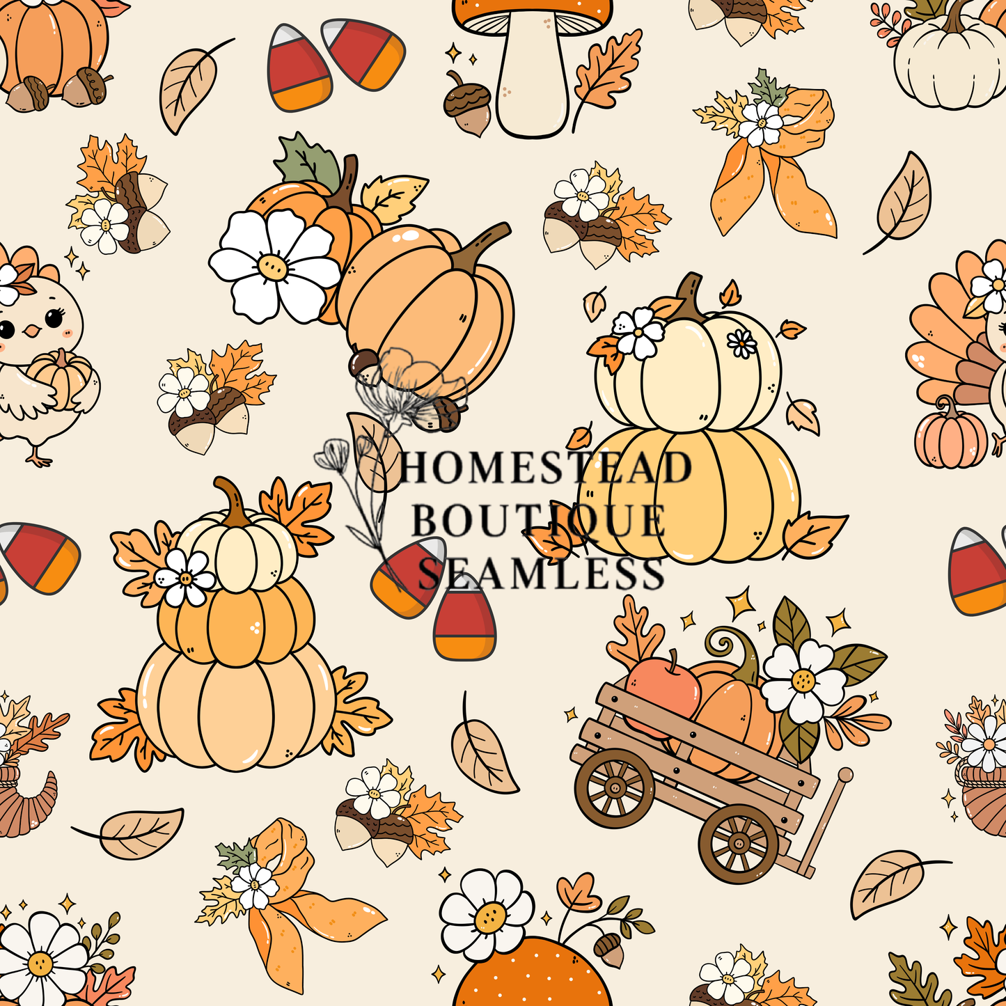 Pumpkin and fall things seamless
