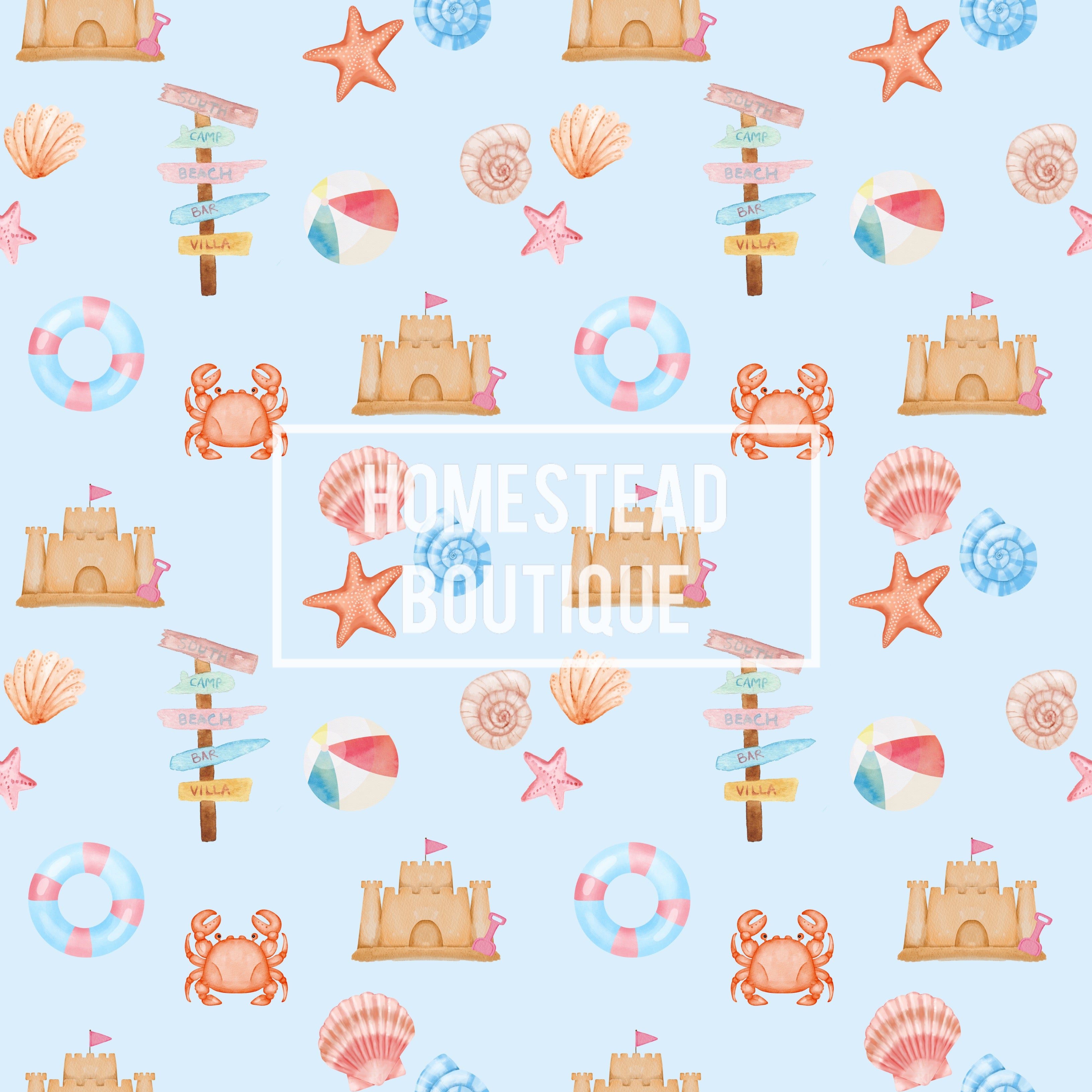 Blue beach things seamless