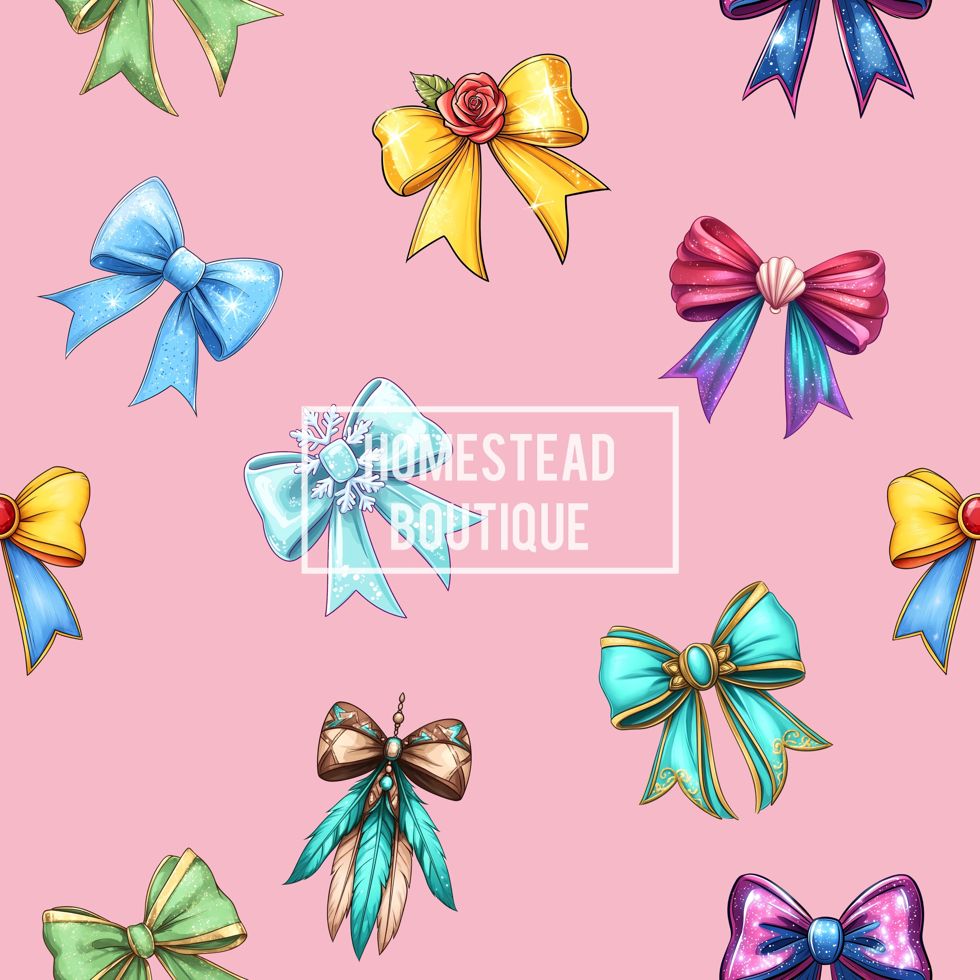 Pink princess bow seamless