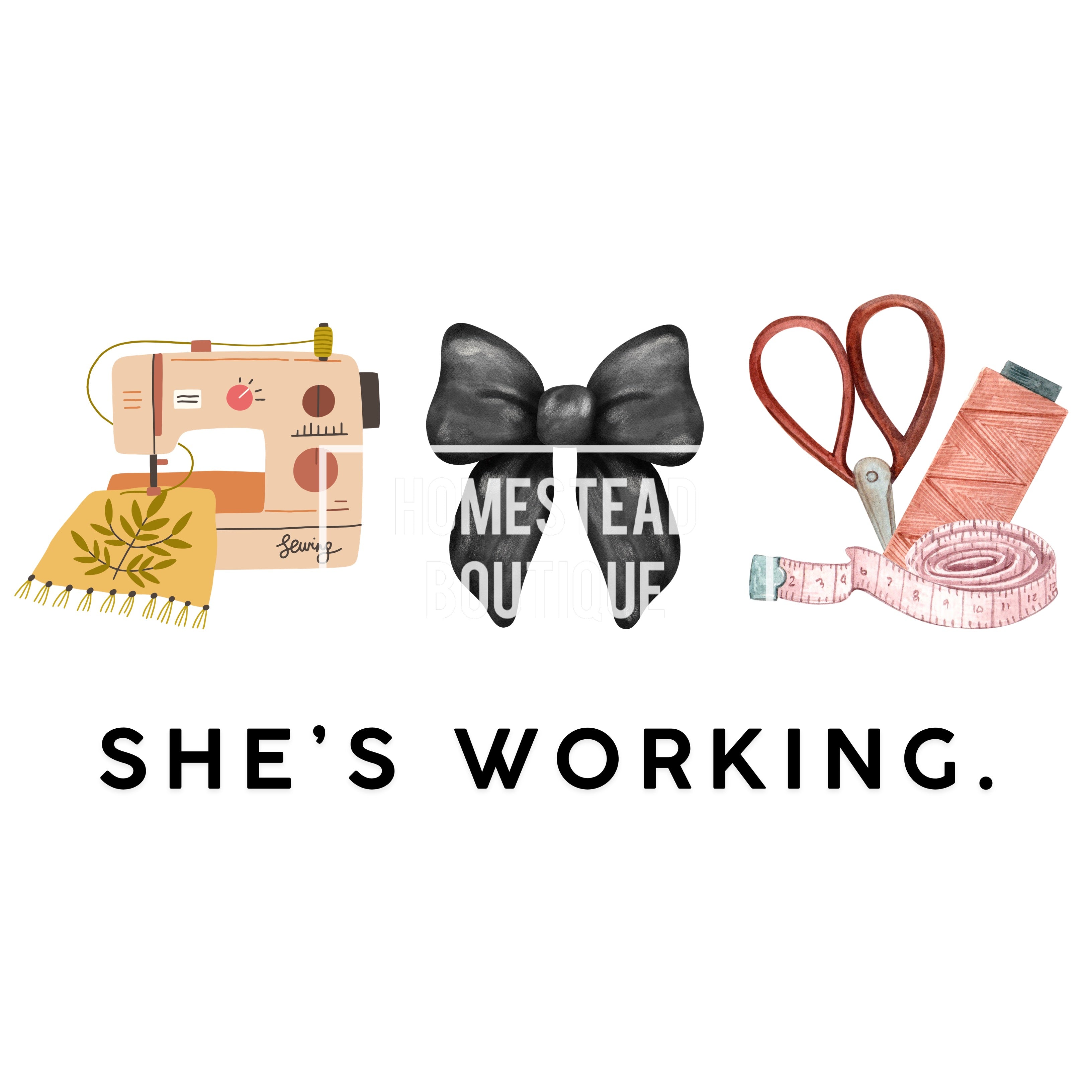 She’s working sewing