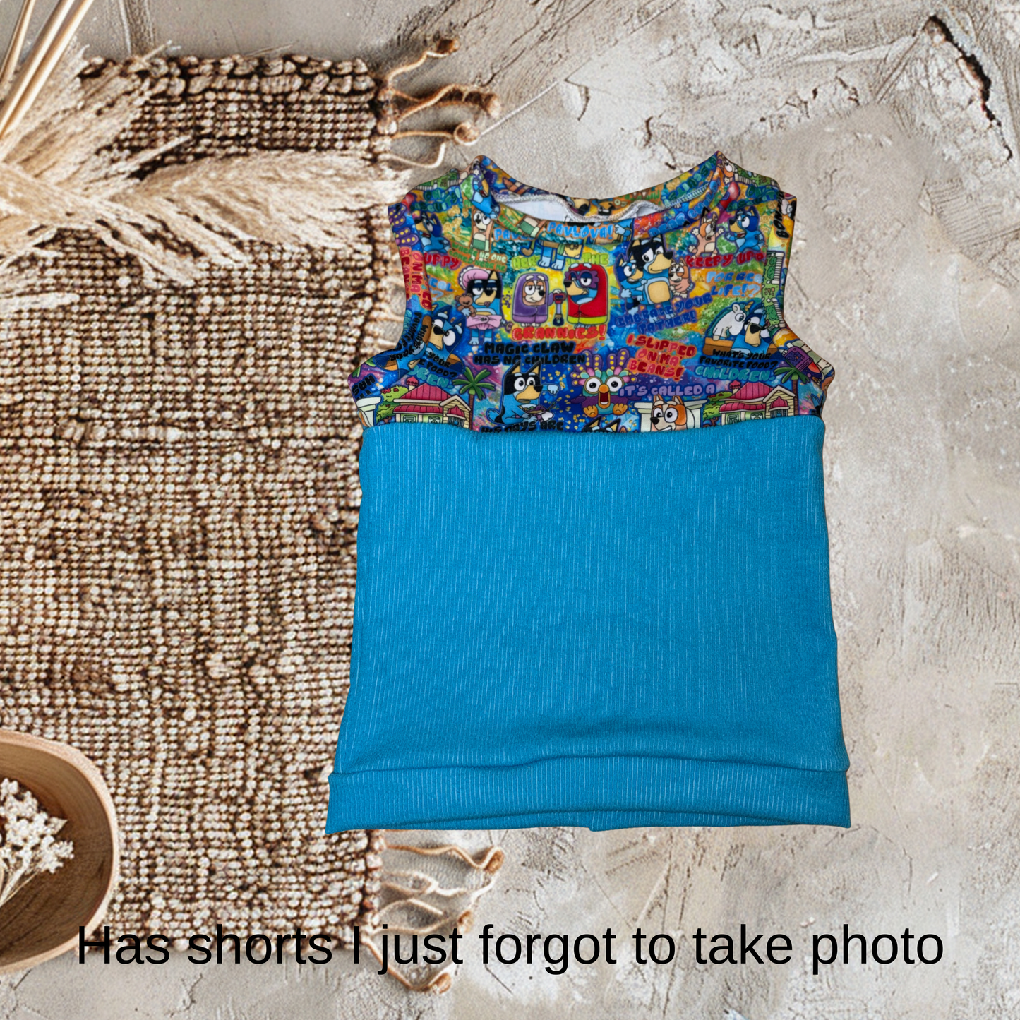 Blue dog Titus tank/slim short set (4t)