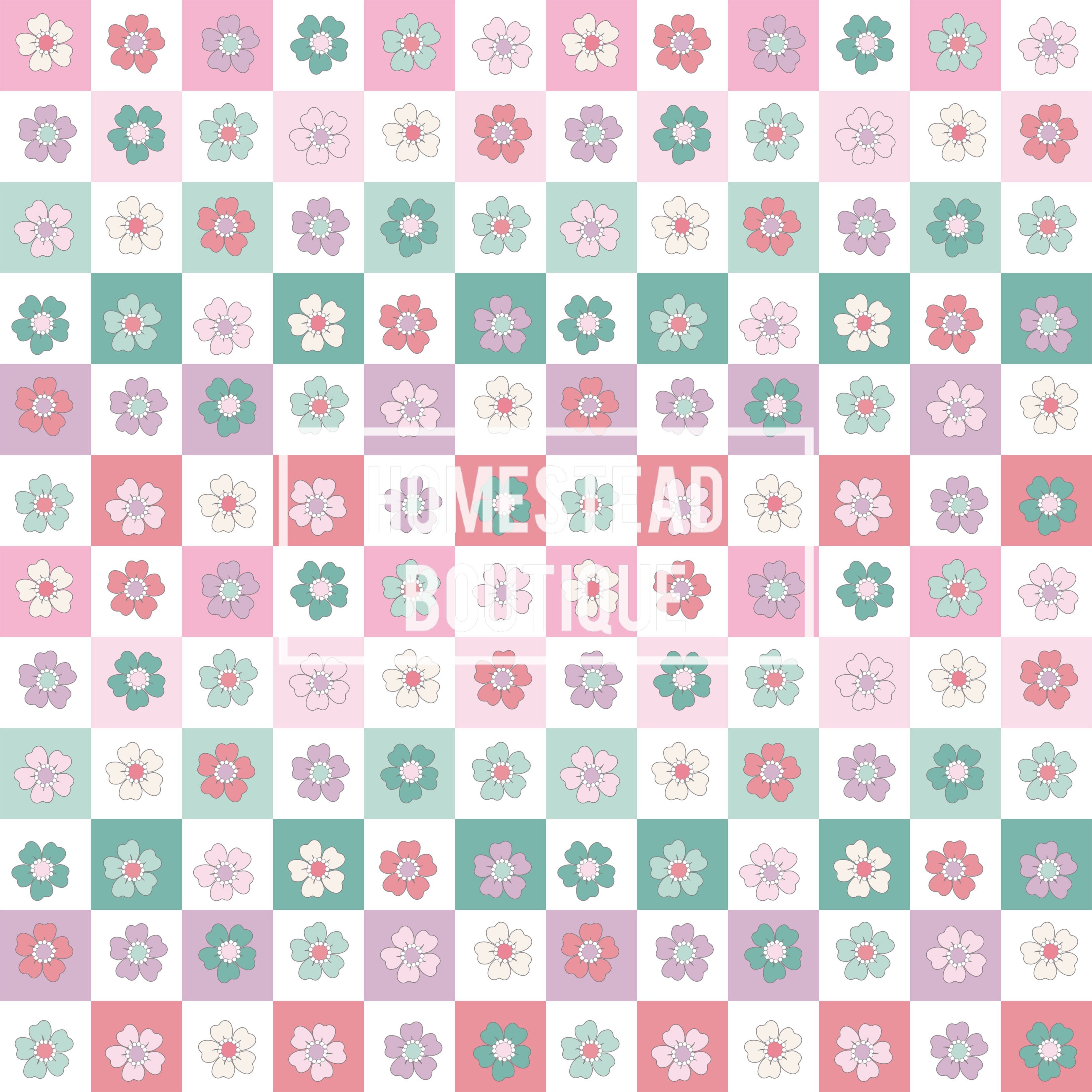 Floral checkered seamless