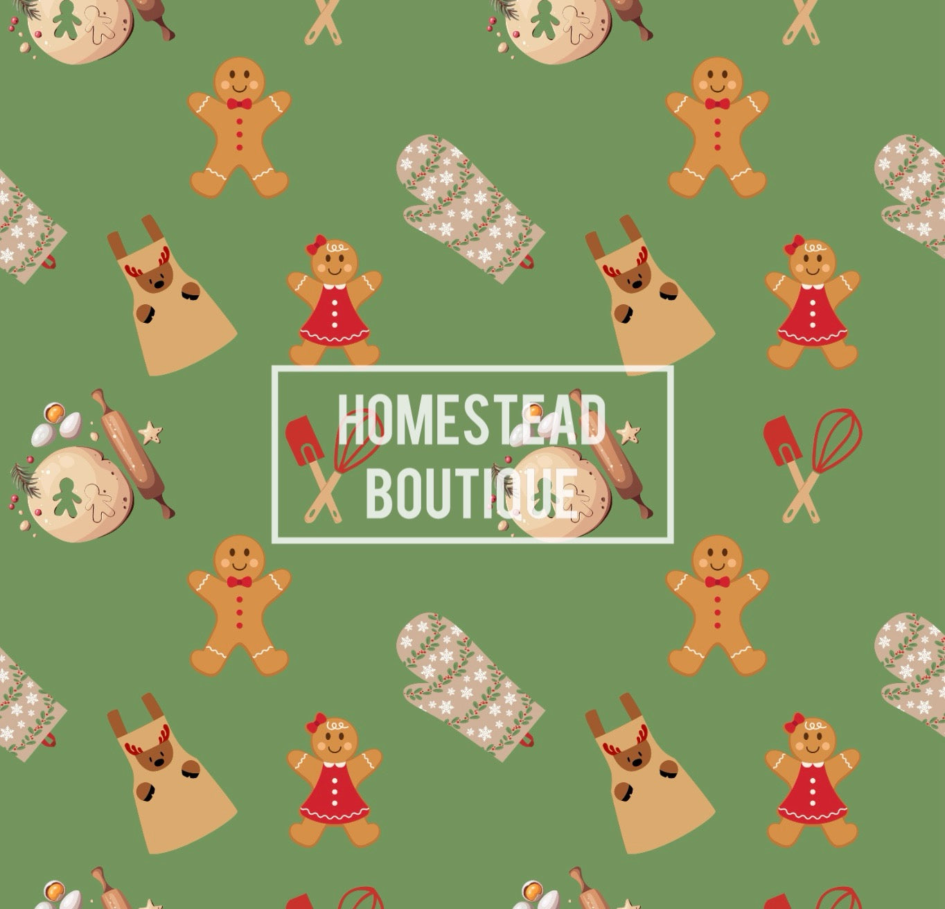 Gingerbread baking green seamless