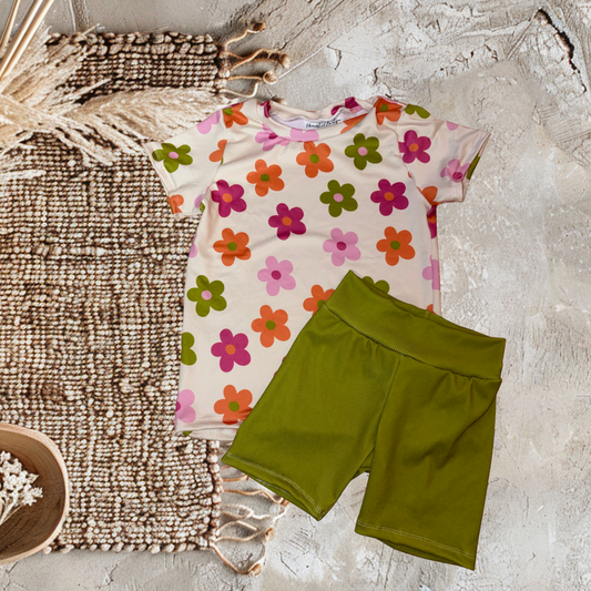Floral basic tee/biker set (5t)