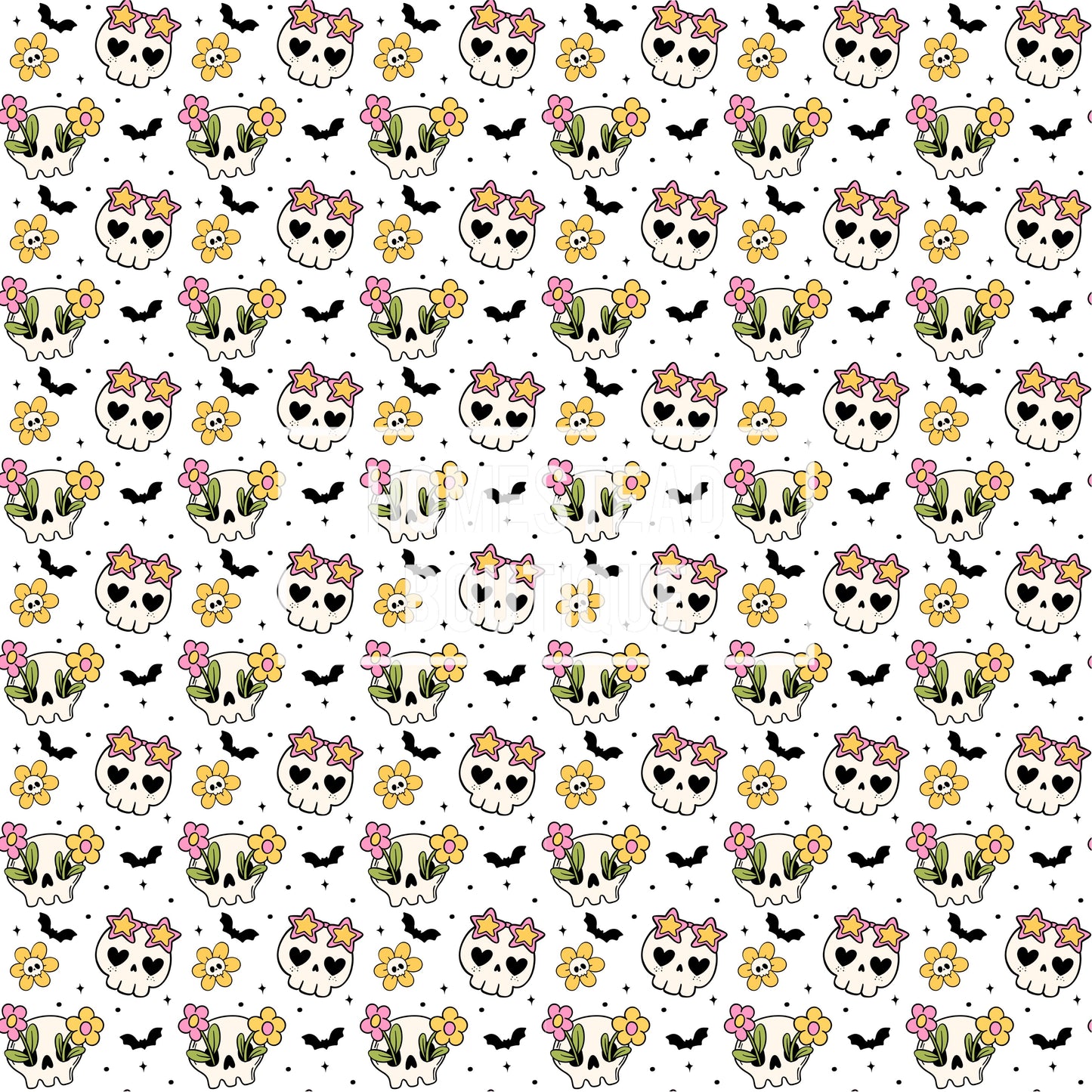 Floral skull seamless
