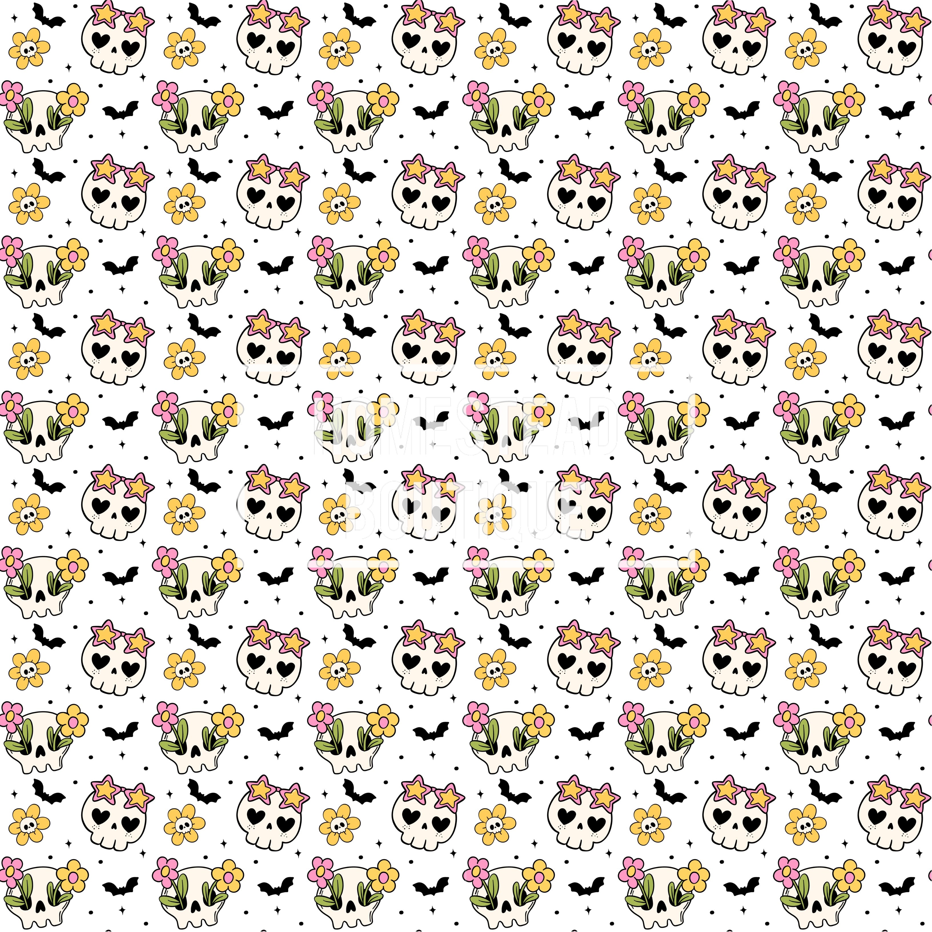 Floral skull seamless