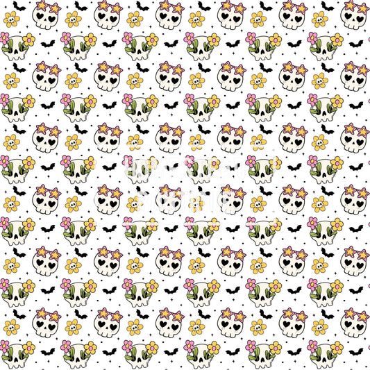 Floral skull seamless