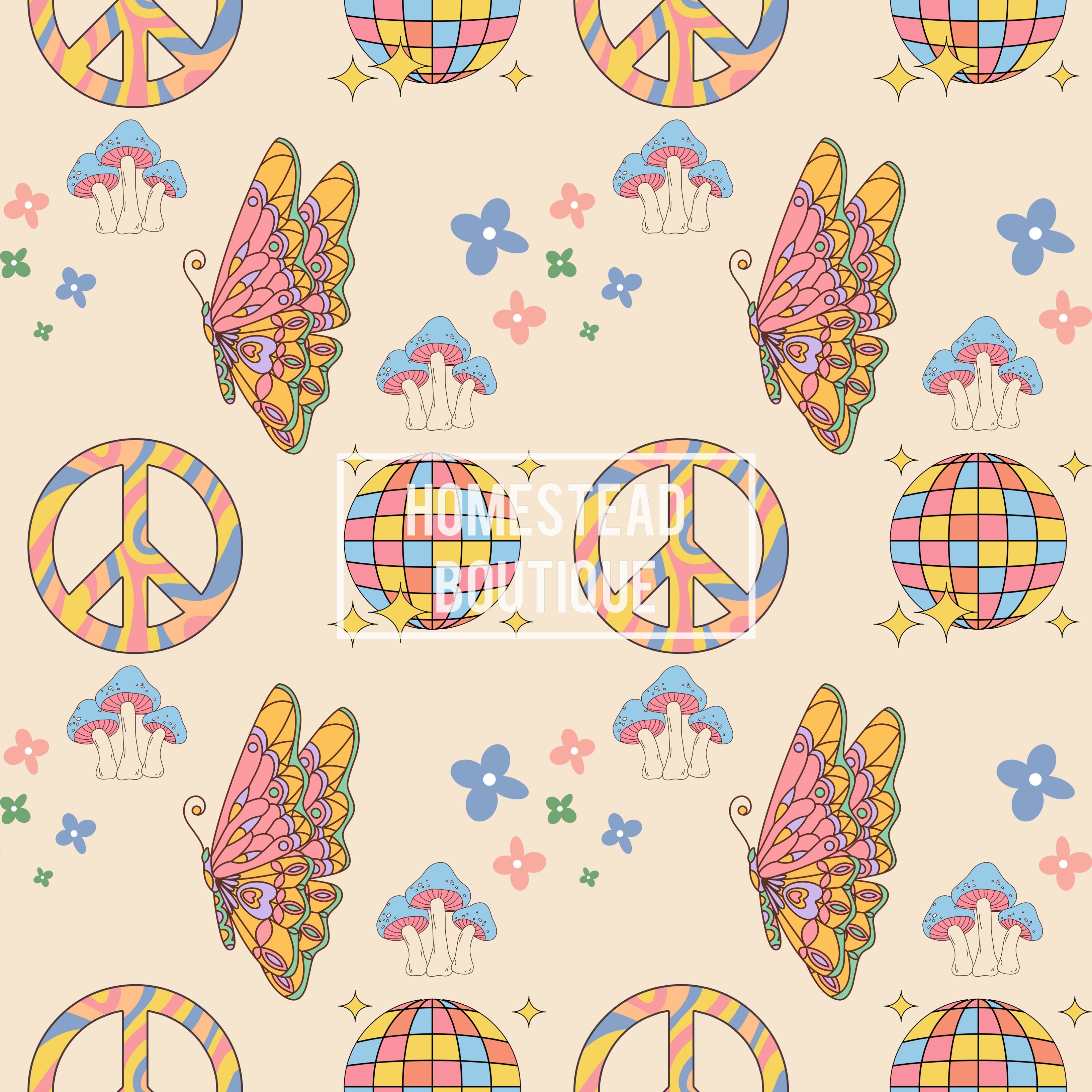 Colorful butterfly/peace seamless