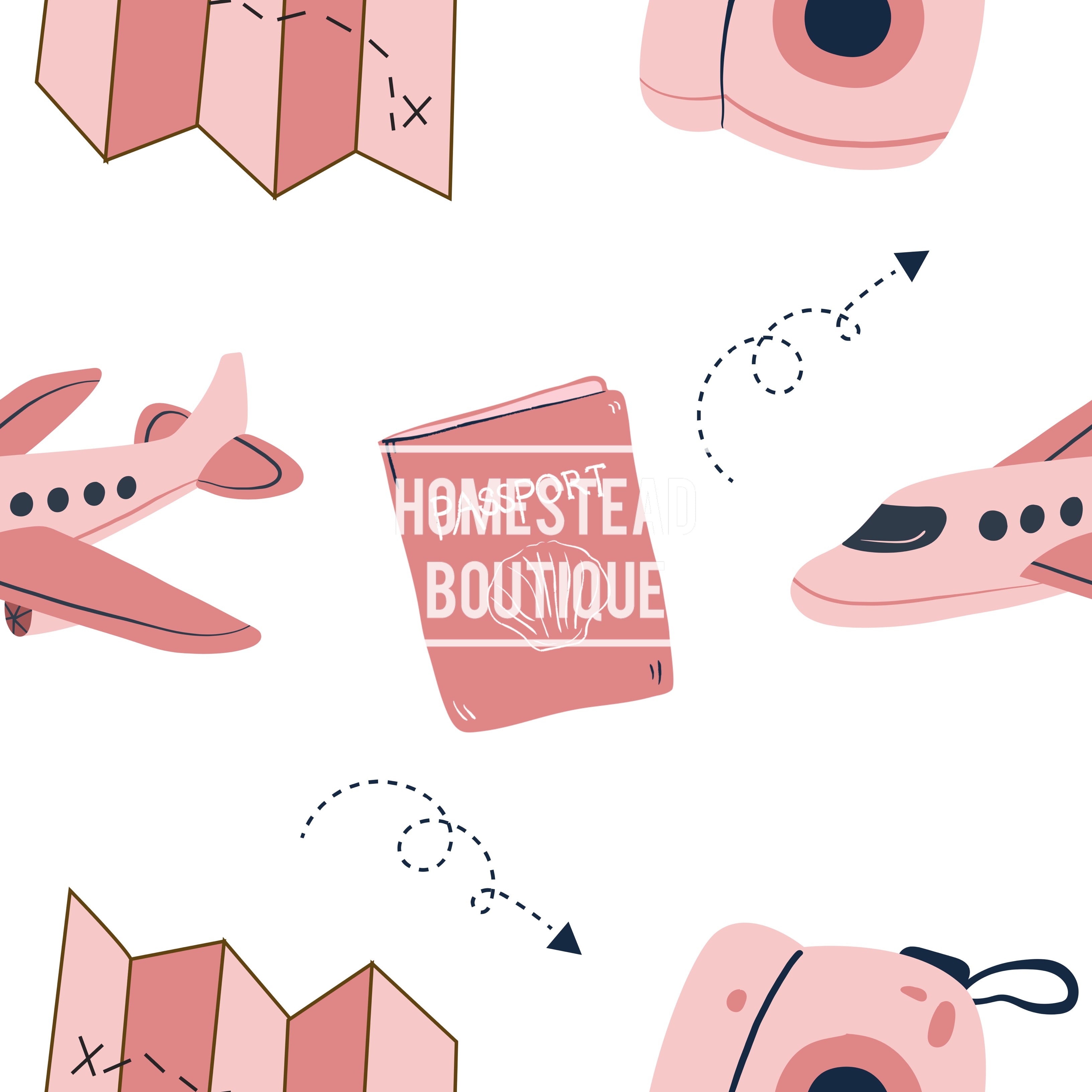 Pink airplane seamless