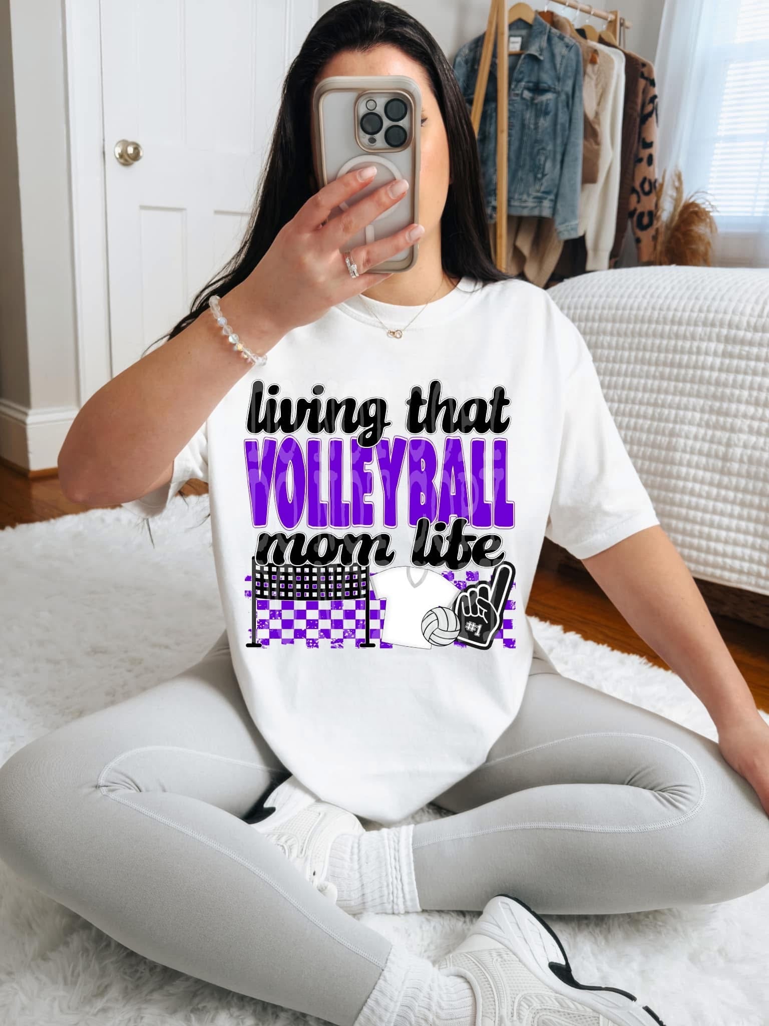Volley ball mom life purple shirt option