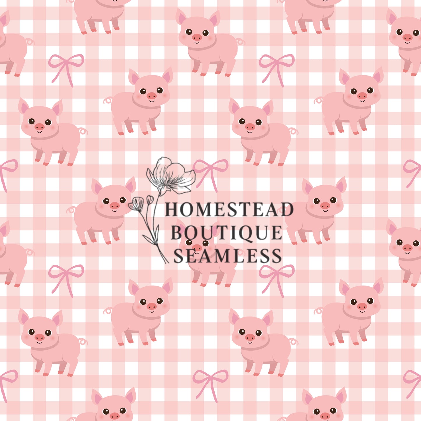 Pig and bows seamless