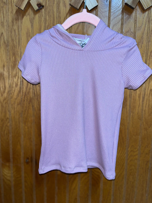 Lavender basic tee with hood (2t)