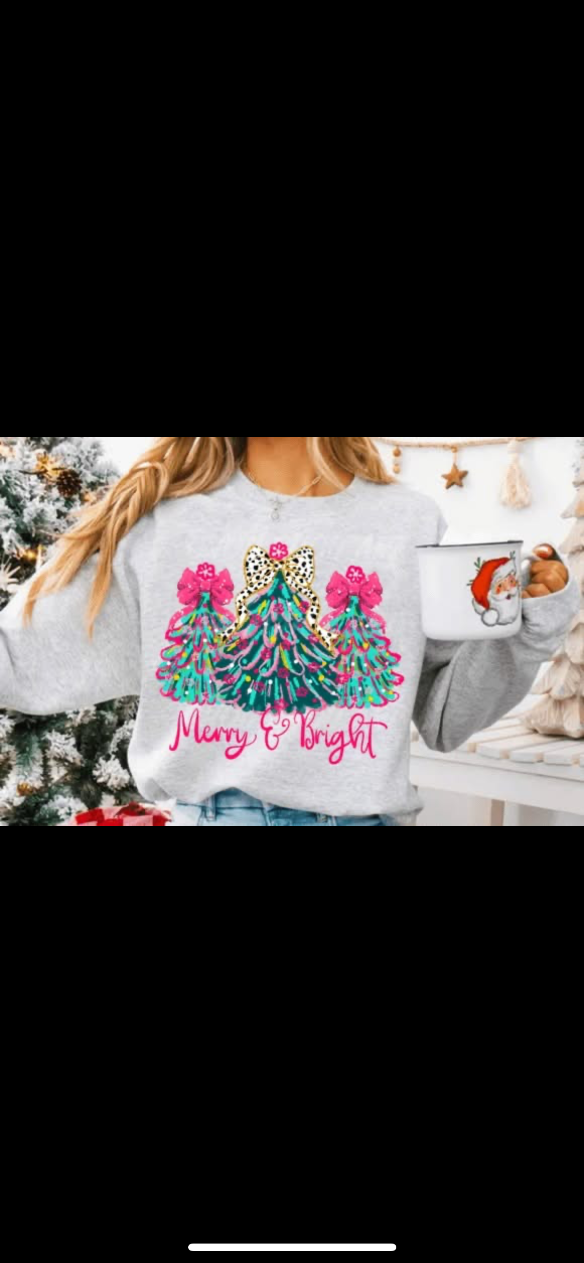 Merry and bright Christmas tree shirt option