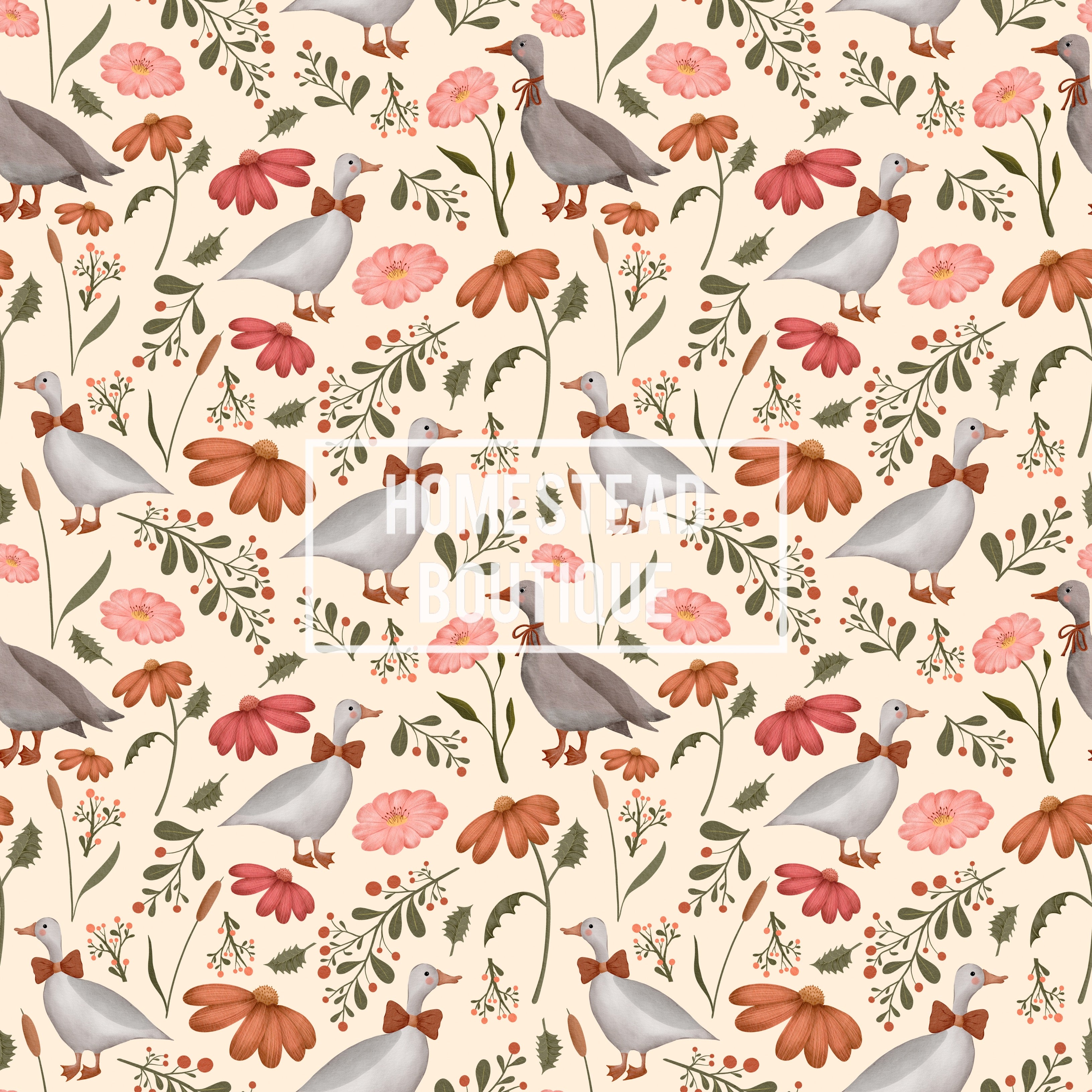 Floral goose seamless