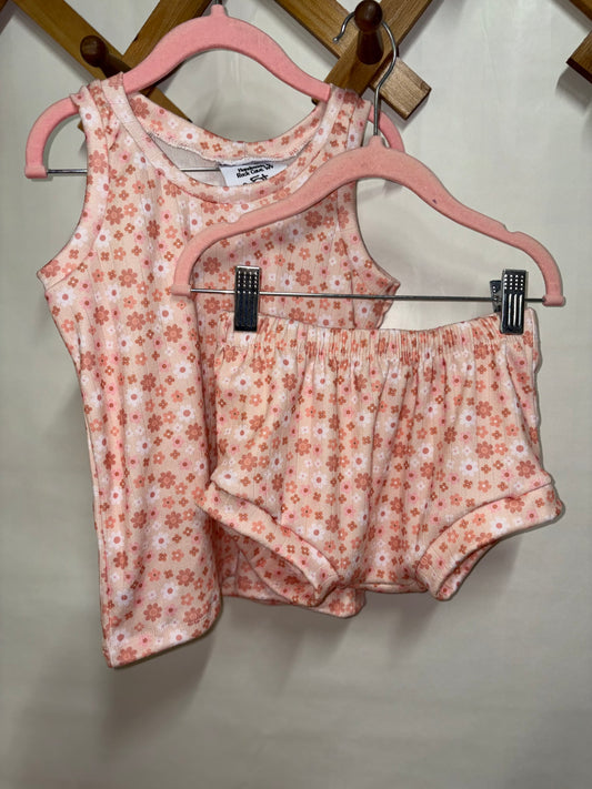 Peach floral tank set (5t)