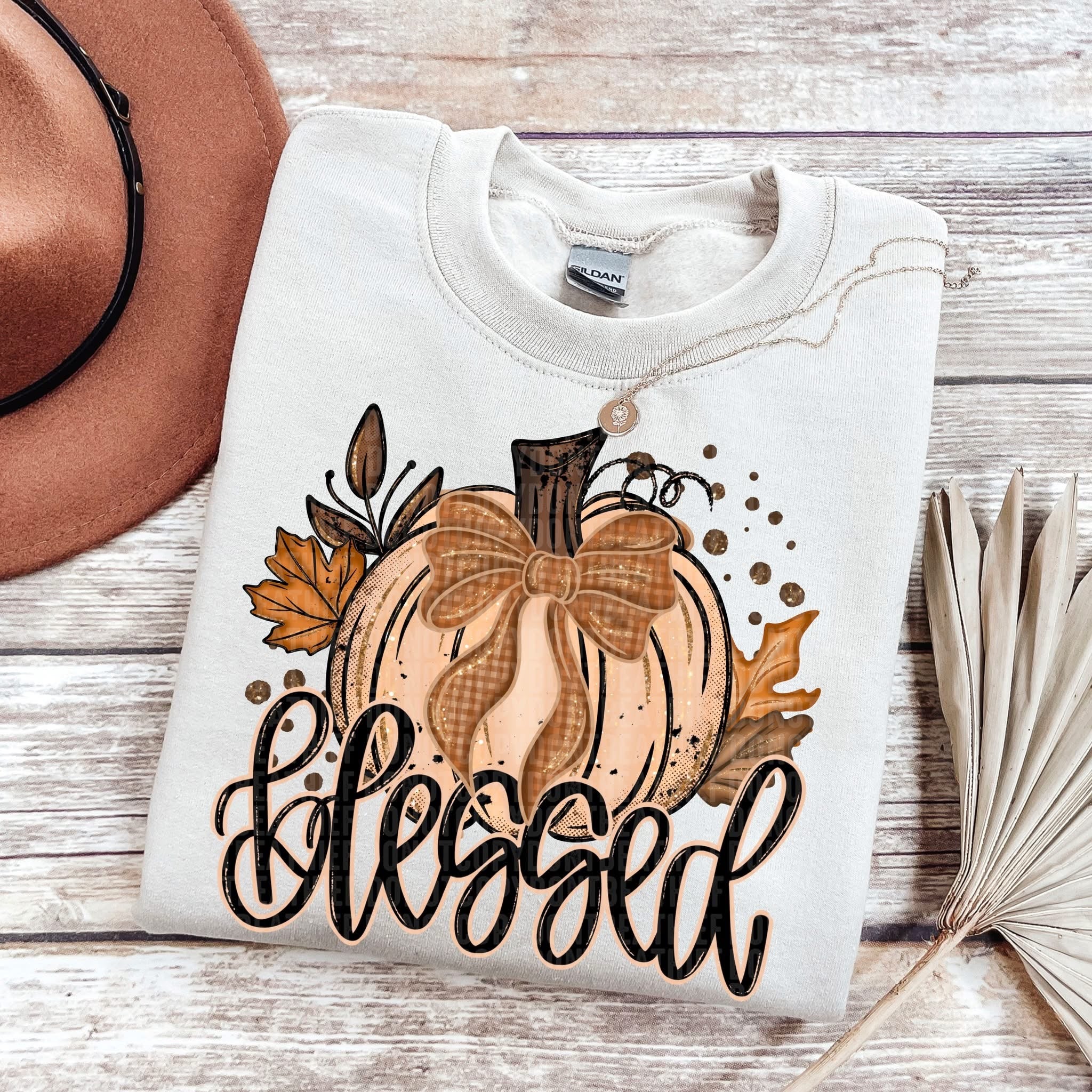 Blessed with bow pumpkin shirt option
