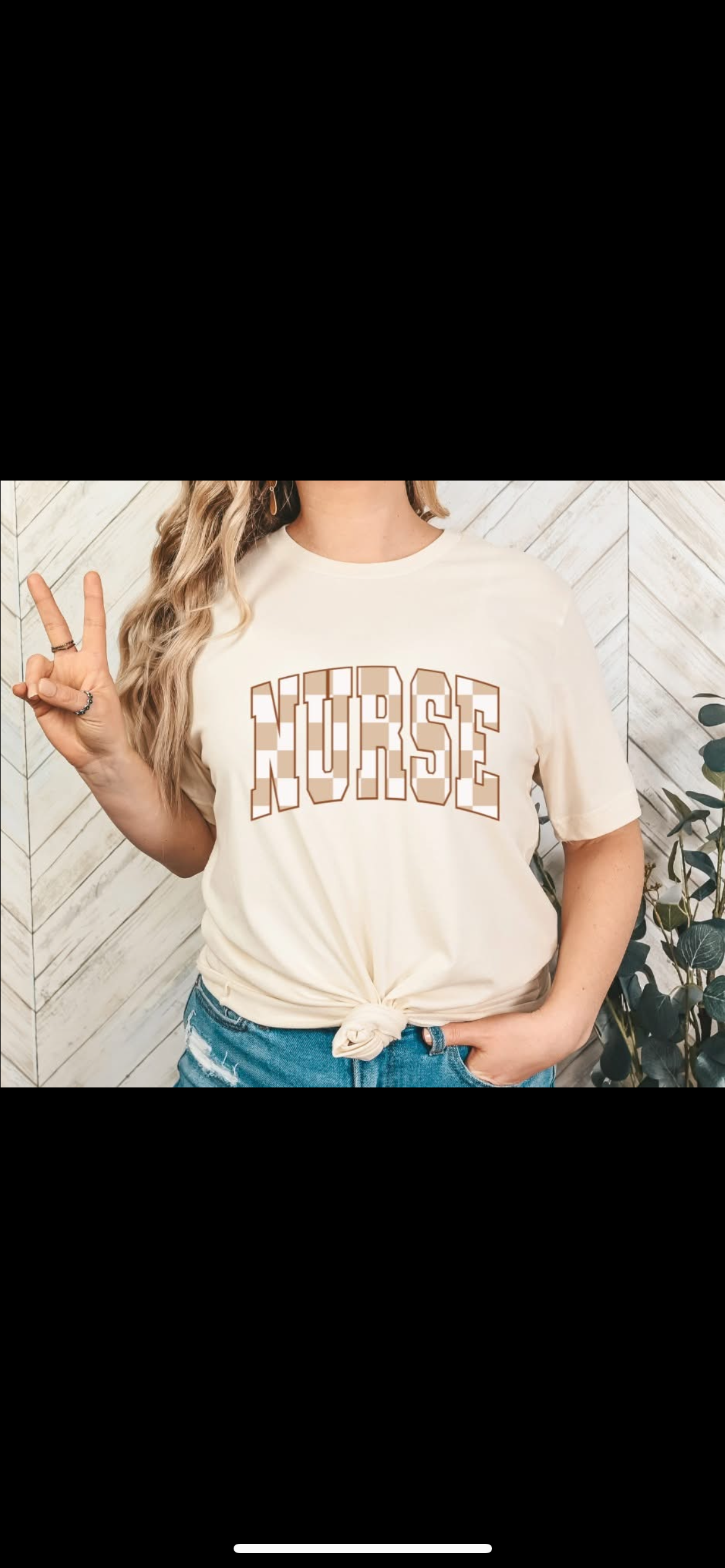 Tan checkered nurse shirt option
