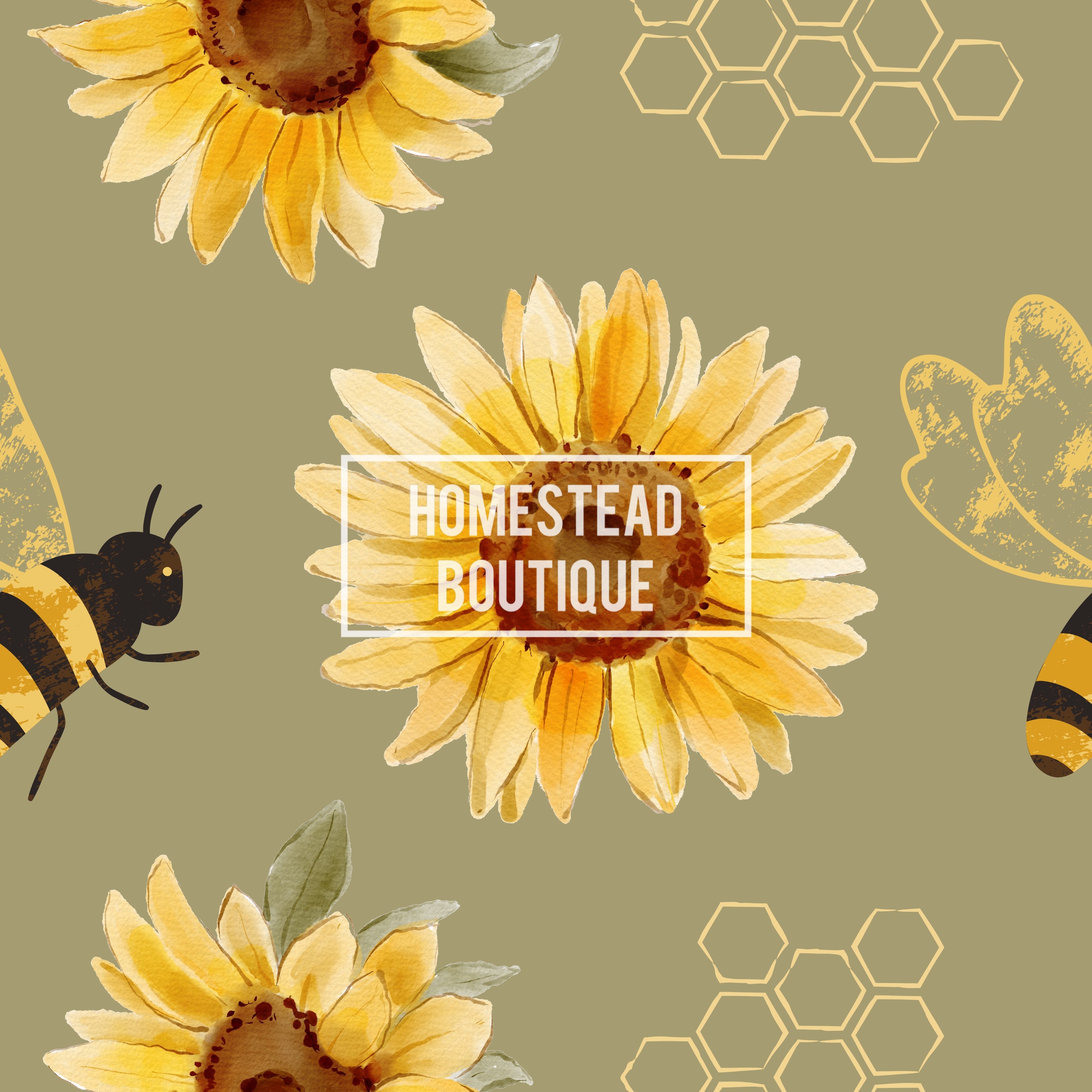 Bee and sunflower seamless