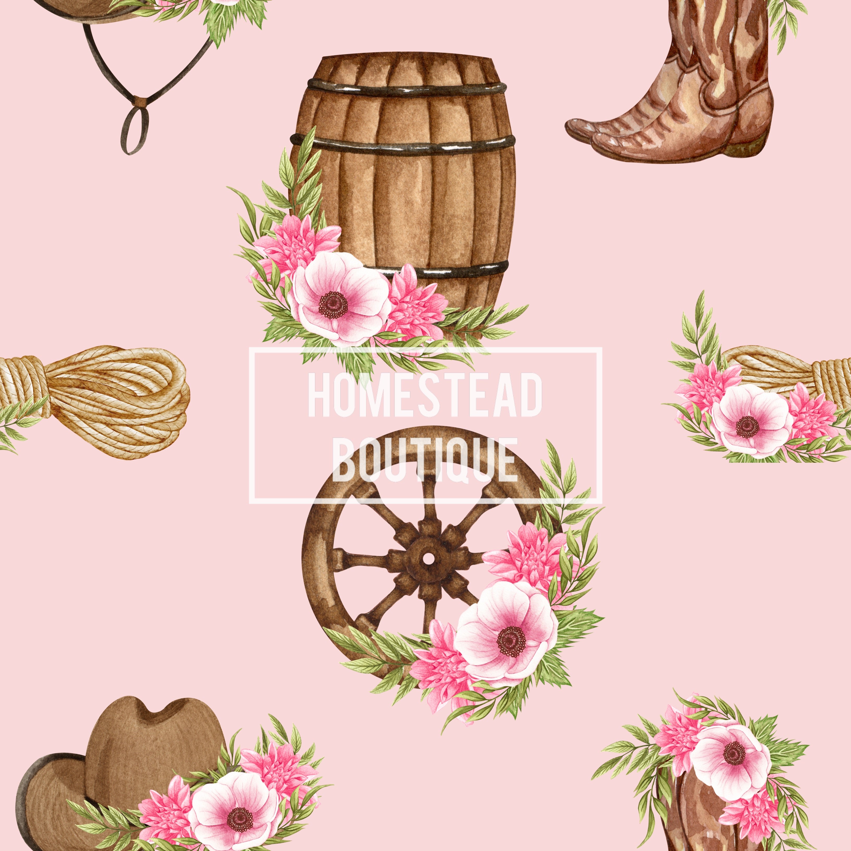 Pink floral boots seamless