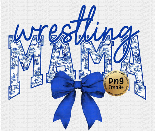 Blue bow wrestling mom shirt option