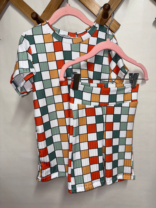 Checkered basic tee/biker set (6/7)