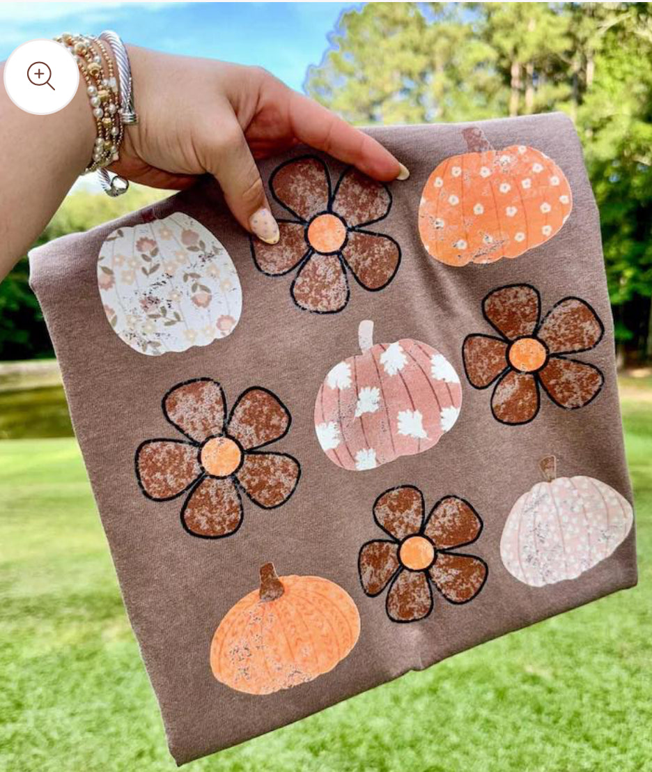 Fall pumpkin flower collage shirt option