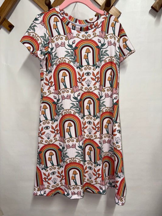 Rainbow and floral t shirt dress (7)