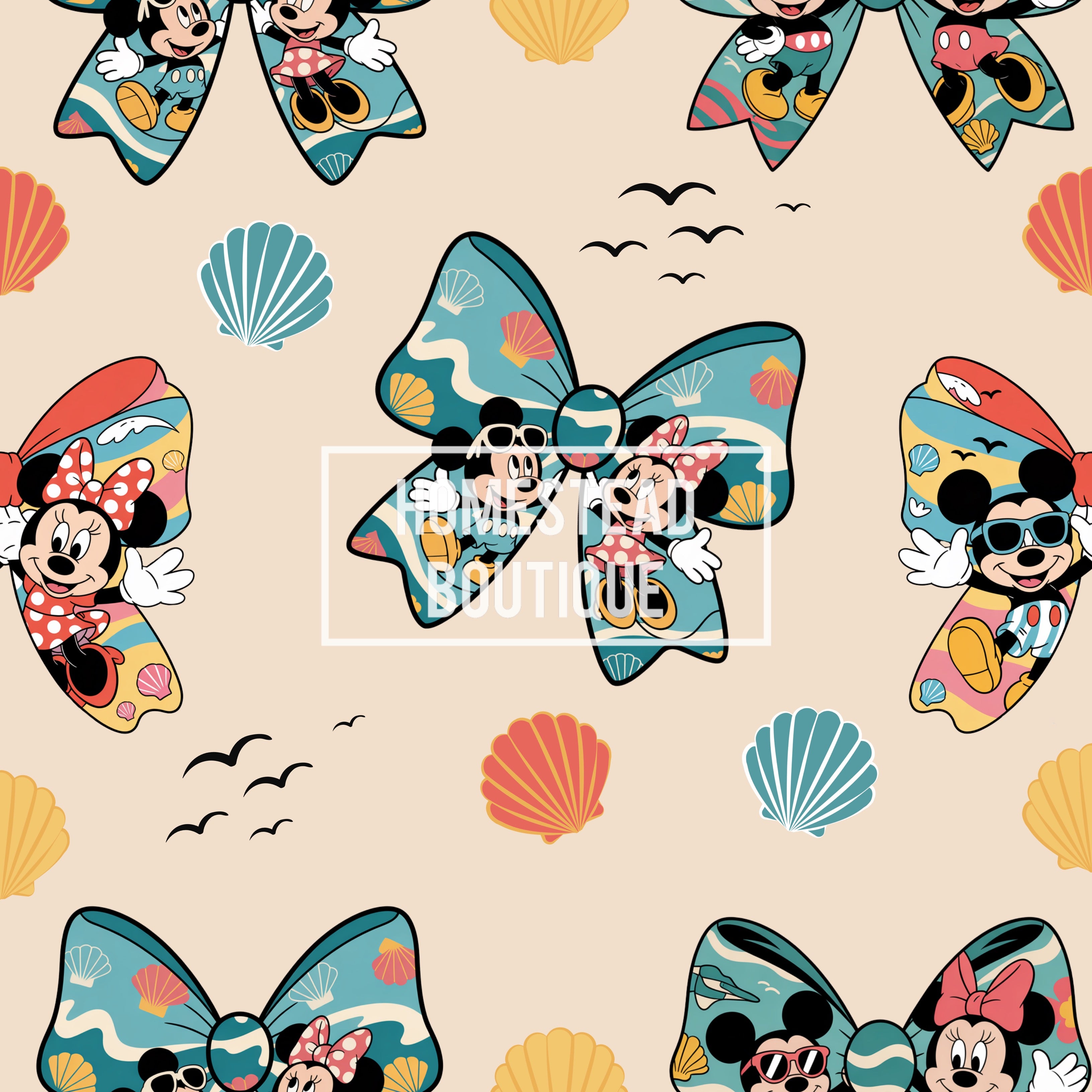 Beach bow mouse friends seamless