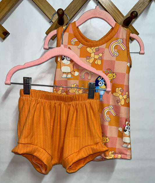 Blue dog tank and shortie set (2t)