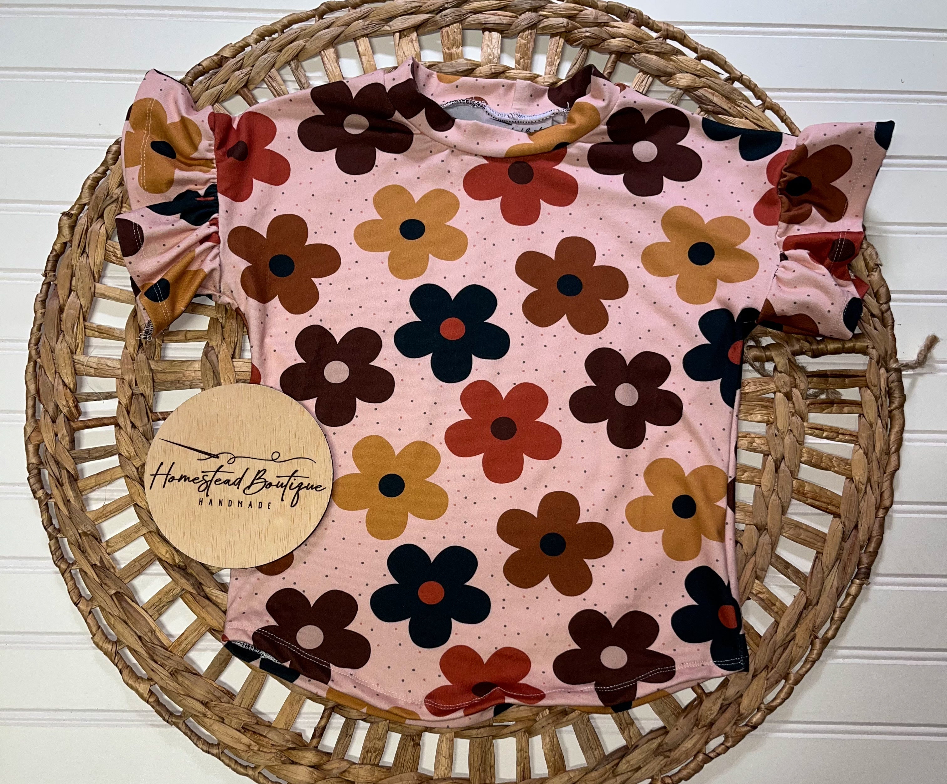 Boho floral ruffle dolman (5t)