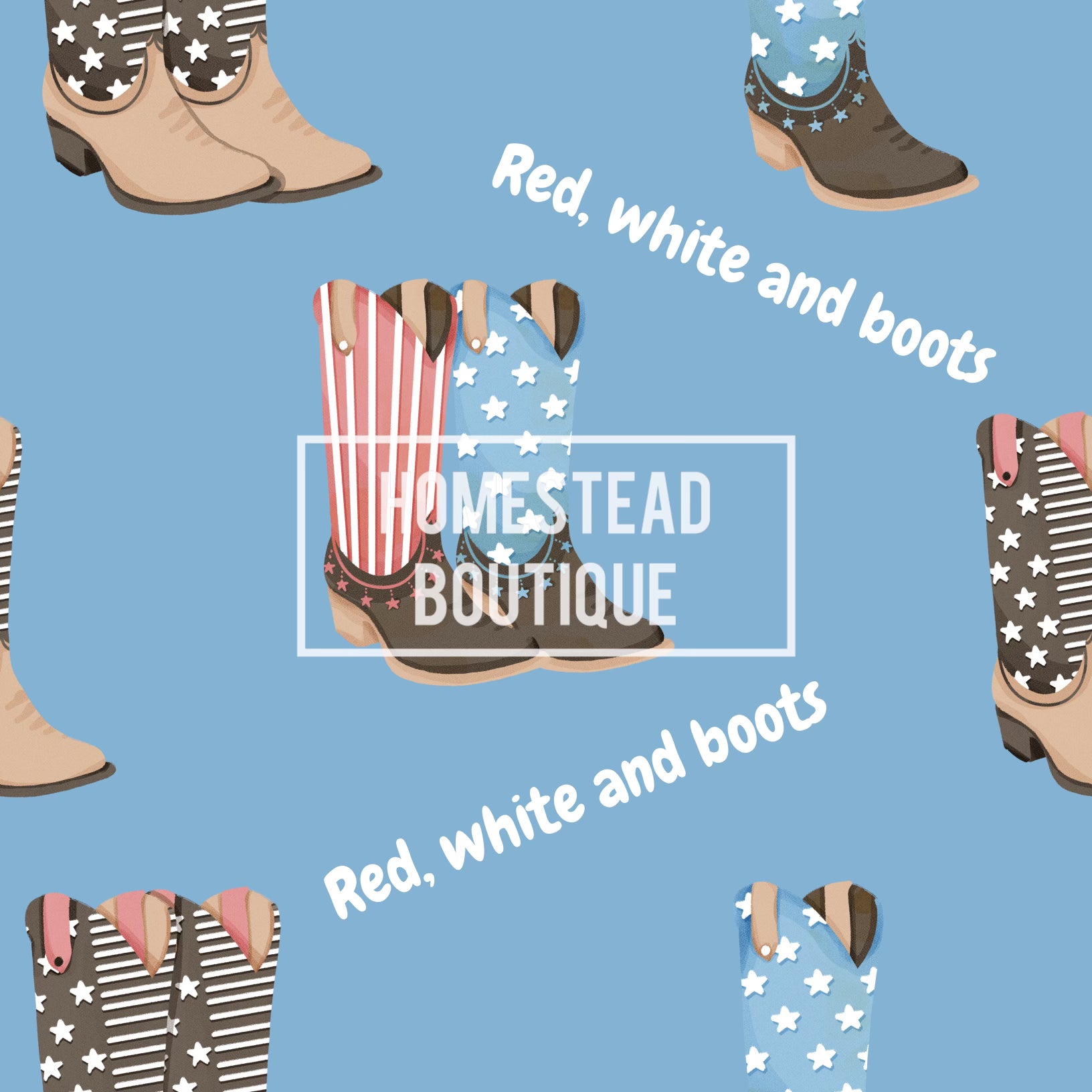 Red, white, boots boy version seamless