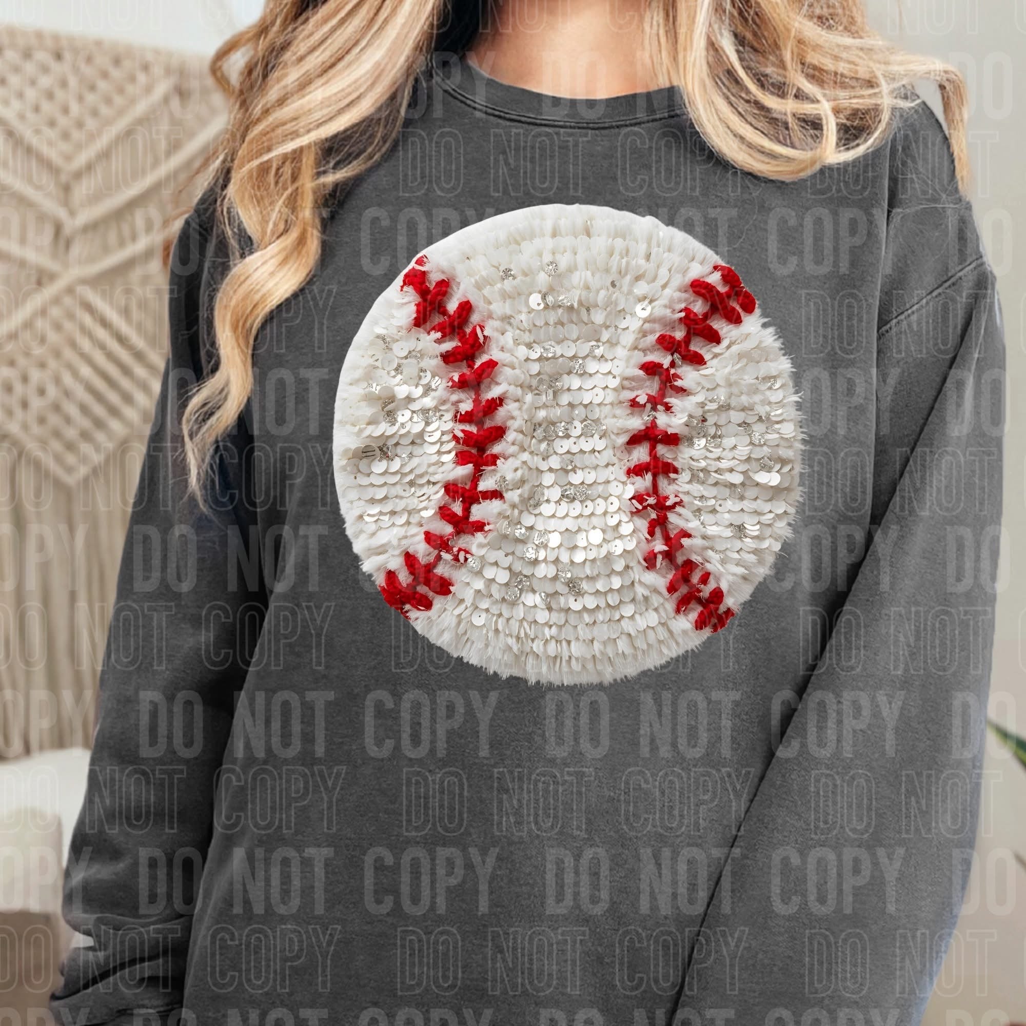 Faux sequins baseball shirt option