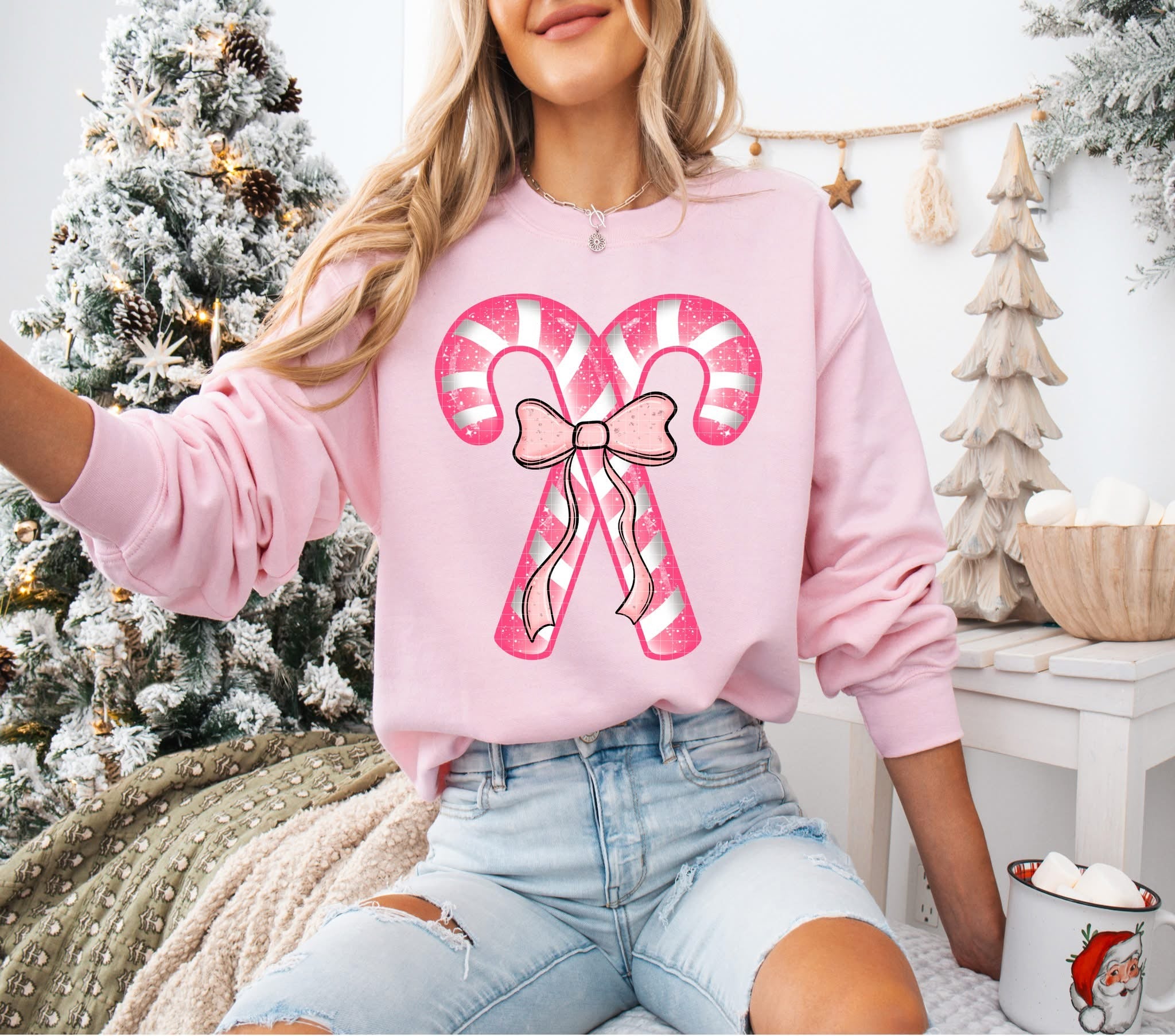 Pink candy cane shirt option
