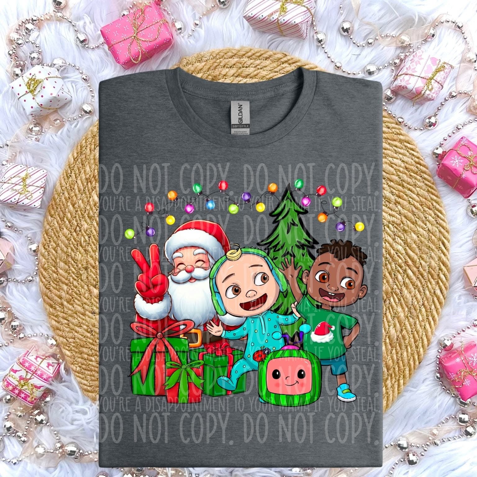 Santa and Cocomelon shirt option